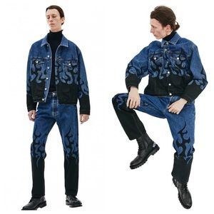 Vetements Flame Printed Denim Button Jacket